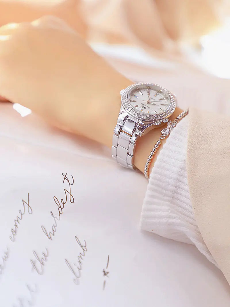 Montre Women Wrist Watches For Ladies Dress Gold Watch Crystal Diamond Women Watches Stainless Steel Silver Clock