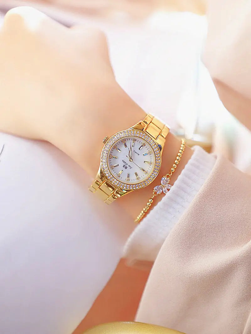 Montre Women Wrist Watches For Ladies Dress Gold Watch Crystal Diamond Women Watches Stainless Steel Silver Clock
