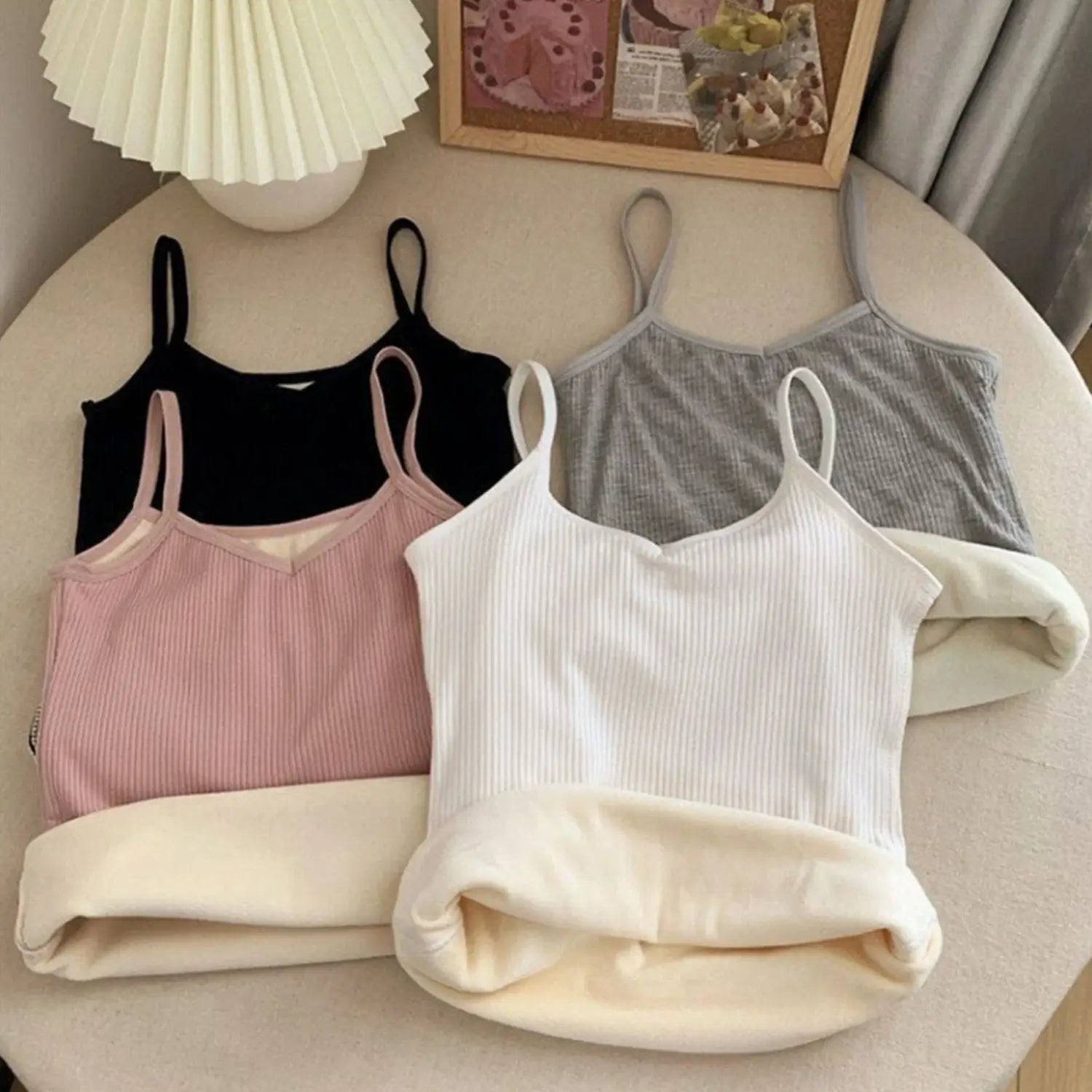 Women Winter Warm Underwear Solid Color Thermal Casual Nightwear Sexy Elasticity Female Thin Velvet T-shirt Sleeveless