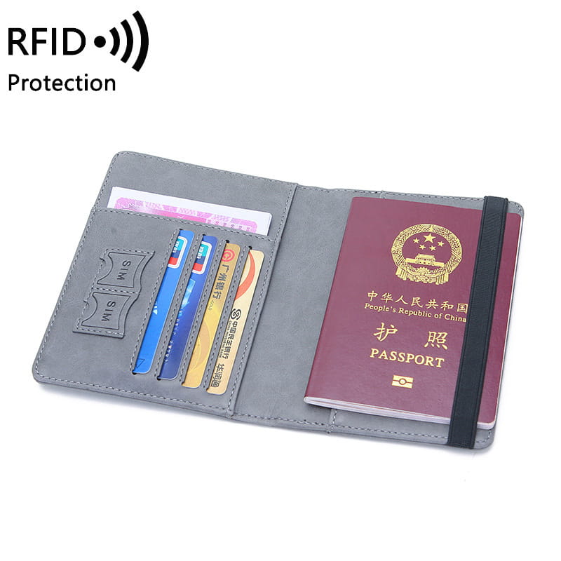 Unisex PU Leather Passport Holder - RFID Blocking Travel Wallet for Credit/ID Cards & Tickets (Men & Women)