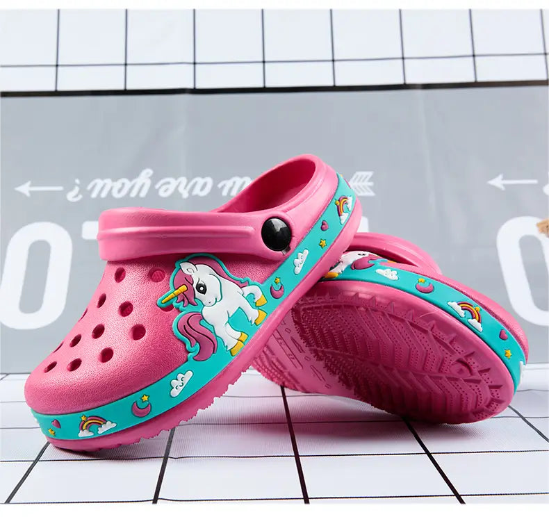 Beautiful Shoe’s Children Shoes Baby Boys Slippers Cartoon Excavator Print Clogs Summer Breathable Soft Indoor Sports
