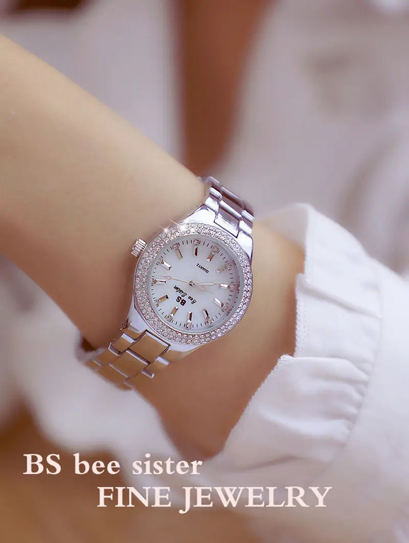 Montre Women Wrist Watches For Ladies Dress Gold Watch Crystal Diamond Women Watches Stainless Steel Silver Clock