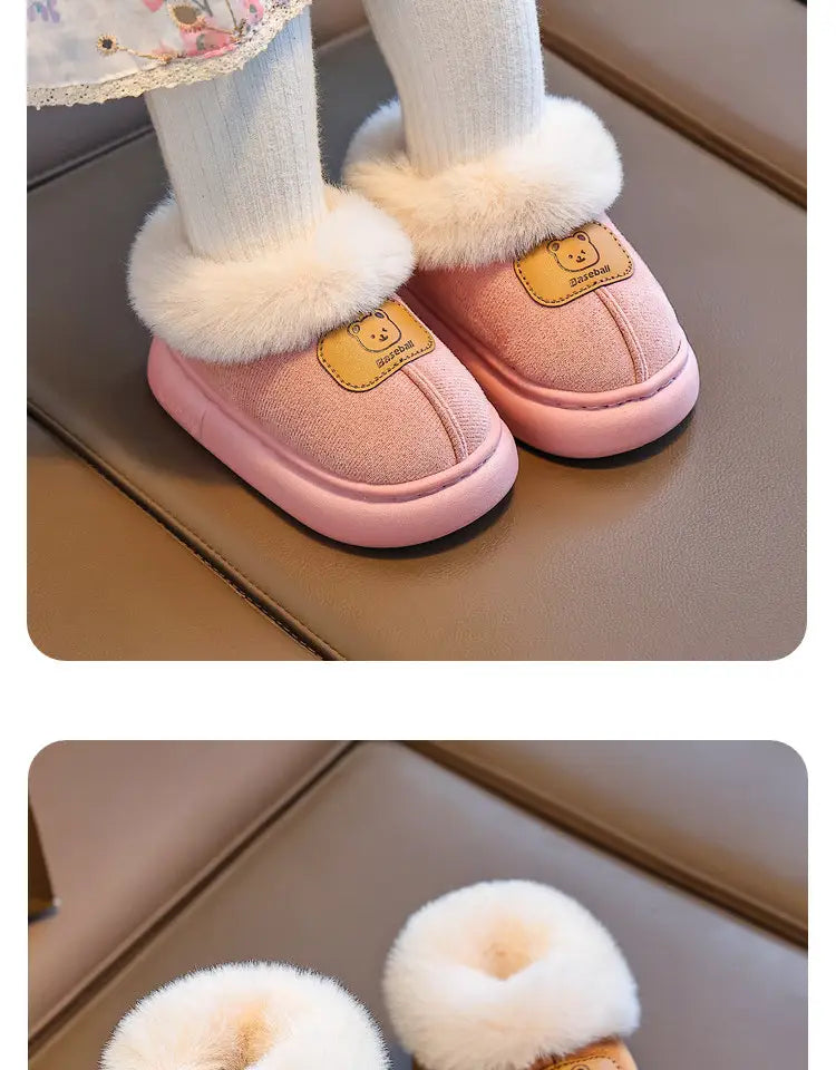 Beautiful Shoe’s Cute Cartoon Winter Boots For Children Boy’s Girl’s Plush Boots Thick Warm Velvet Faux Fur Snow Boot