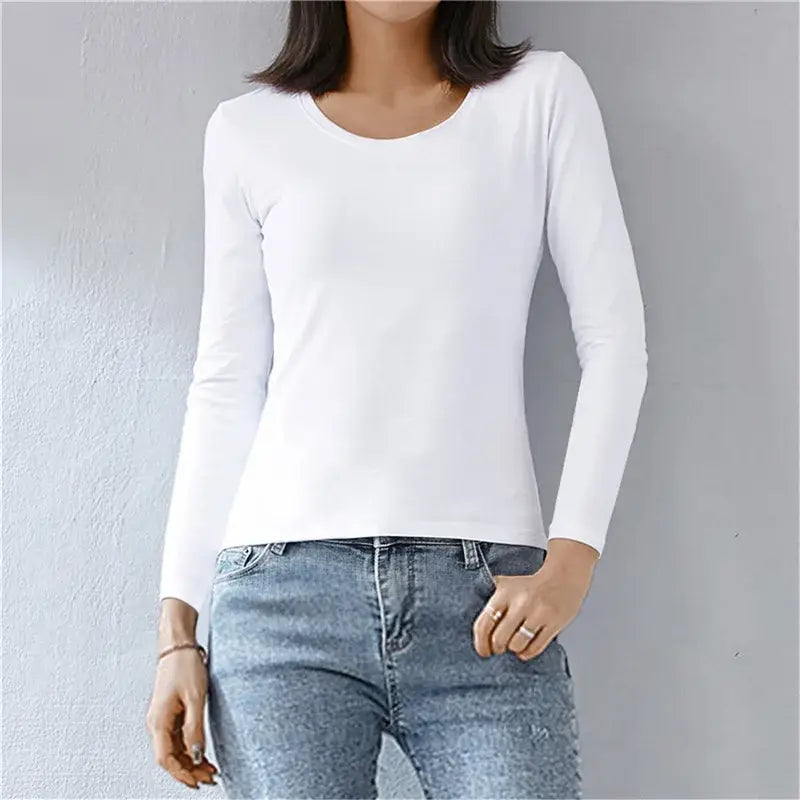 Women Thermal Underwear Winter Turtleneck Bottom Shirt Solid Semi High Collar Long Sleeve Basic T-Shirt Heating Fiber