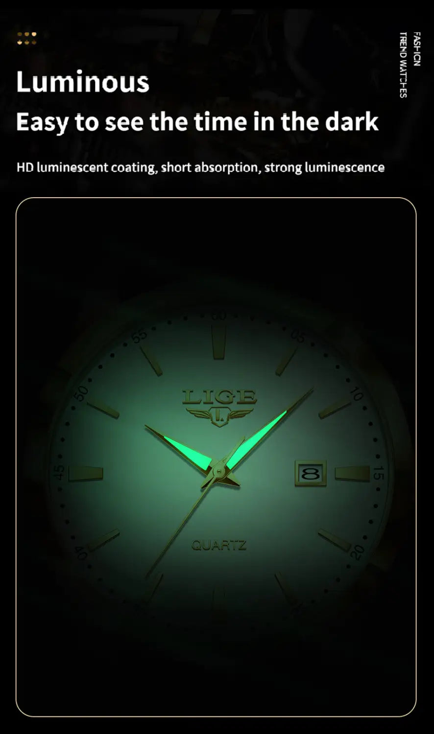 Montre LIGE Women Waterproof Leather Chronograph Watch