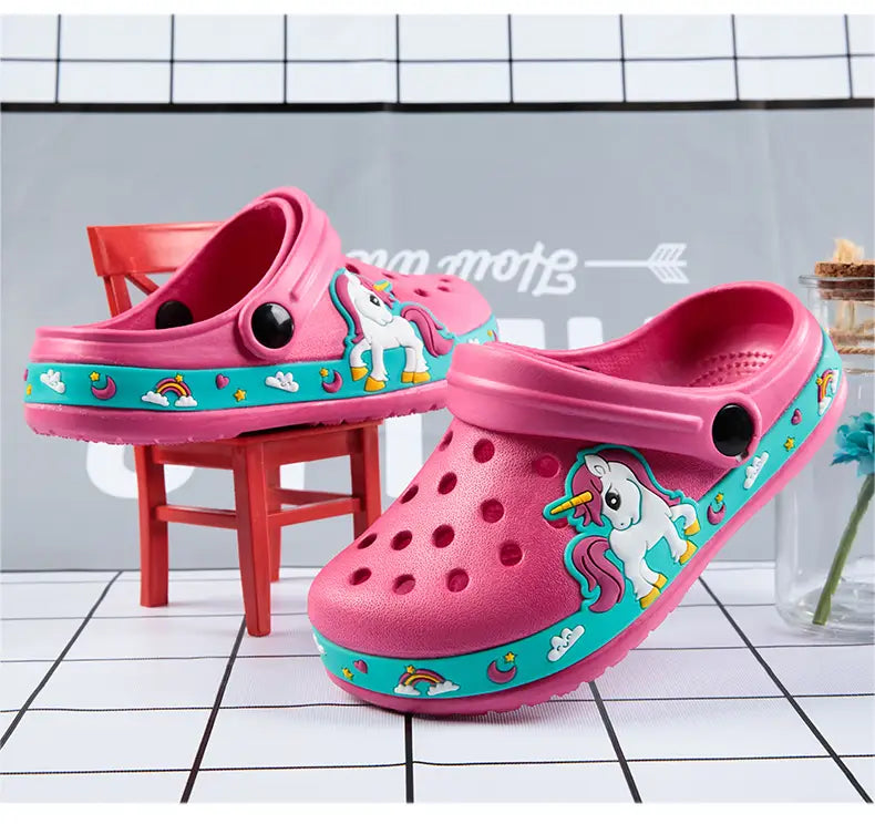 Beautiful Shoe’s Children Shoes Baby Boys Slippers Cartoon Excavator Print Clogs Summer Breathable Soft Indoor Sports
