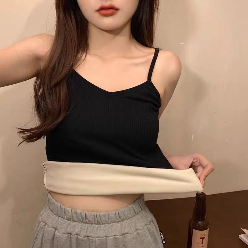 T-shirt Sleeveless Tops Women Winter Warm Underwear Solid Color Thermal Casual Nightwear Sexy Elasticity Female Thin