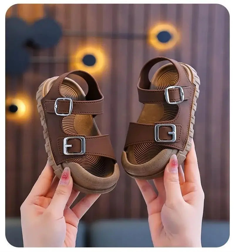 Beautiful Shoe’s Summer New Children Sandals Fashion College Style Boys Girls Soft Bottom Sandals Simple Solid Color