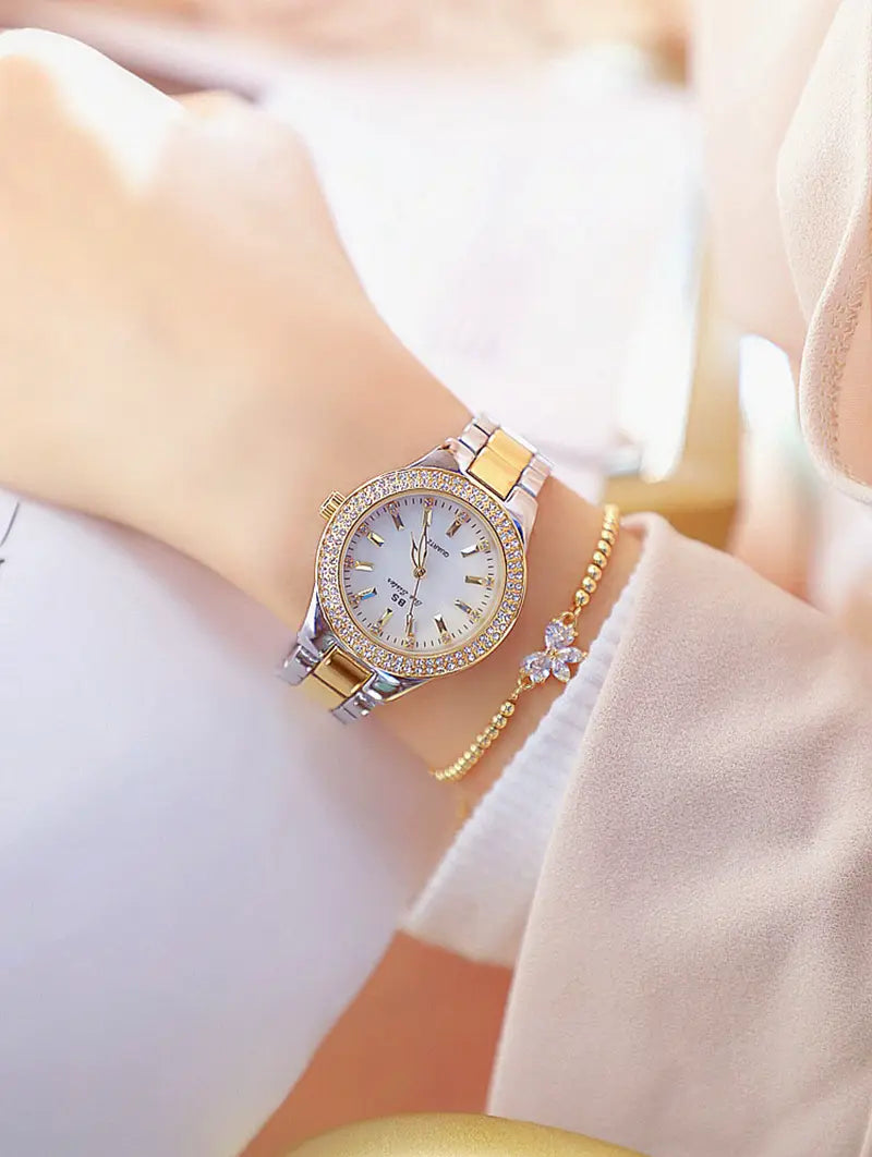 Montre Women Wrist Watches For Ladies Dress Gold Watch Crystal Diamond Women Watches Stainless Steel Silver Clock
