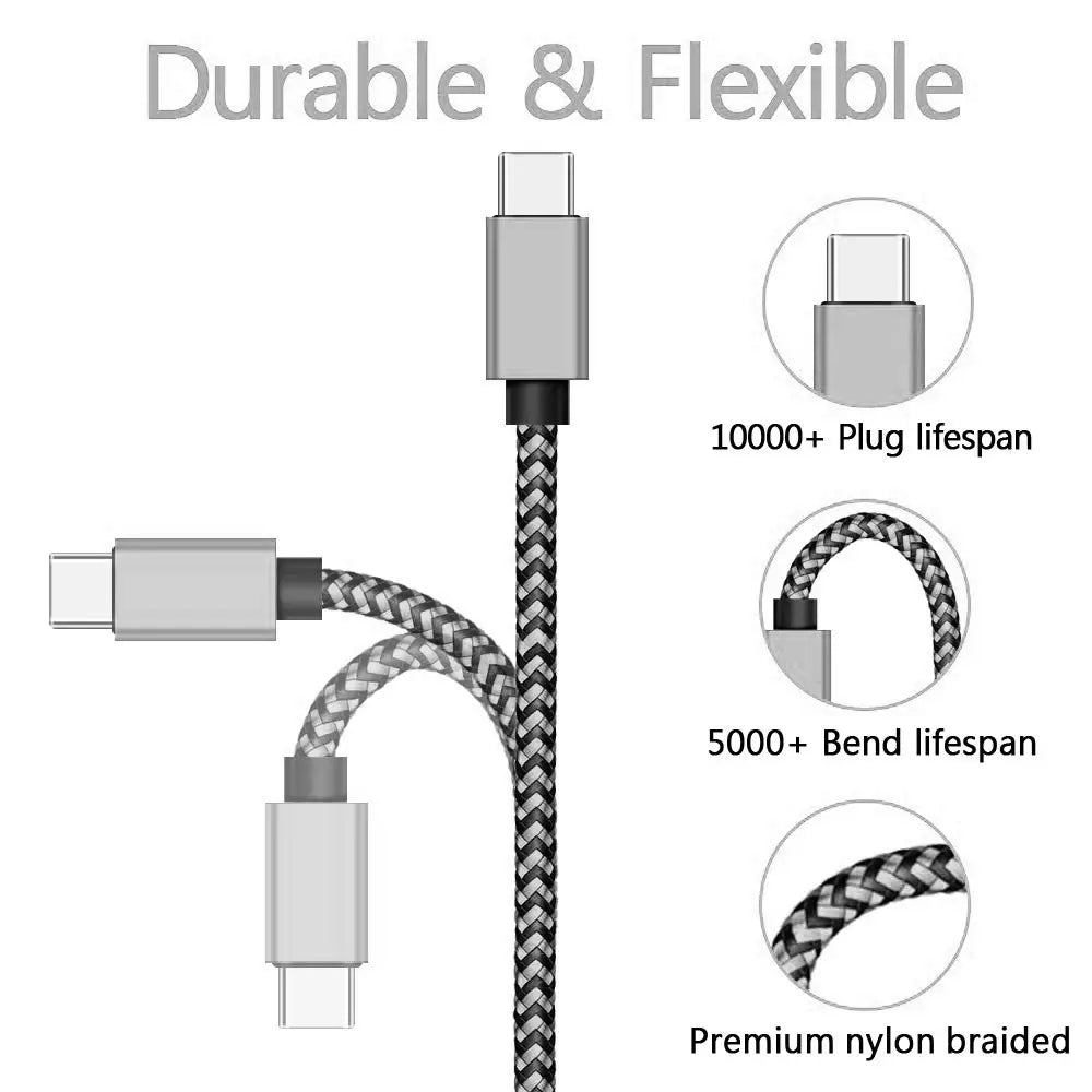 USB Type C Cable Date Sync 2.4A Fast 1M 2M 3M Charging Nylon Braided Wire Charger Cable For Samsung Huawei Android