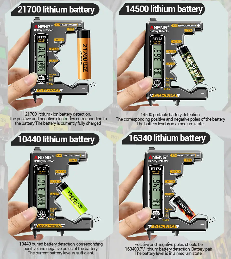 ANENG BT173 Battery Voltage Digital Display Tester Portable Universal High Precision 12V 23A/9V 6F22 Button Cell