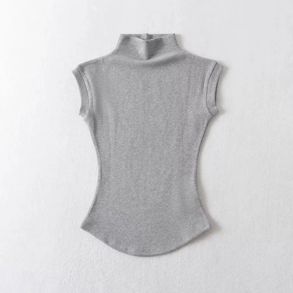 Women Summer Sexy Turtleneck Sleeveless T-Shirts Tops Solid Slim Fit Pullovers Causal Tees Shirts Female Streetwear