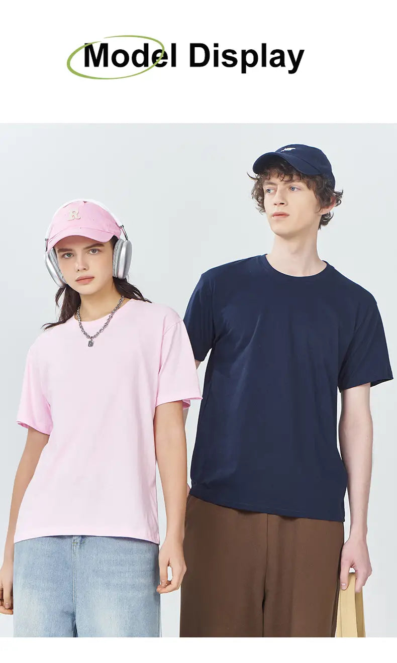 100% Cotton Solid Color T-Shirts Men Woman Short Sleeve Fashion Brand Trend Casual Soft Clothing Tees Breathable Summer