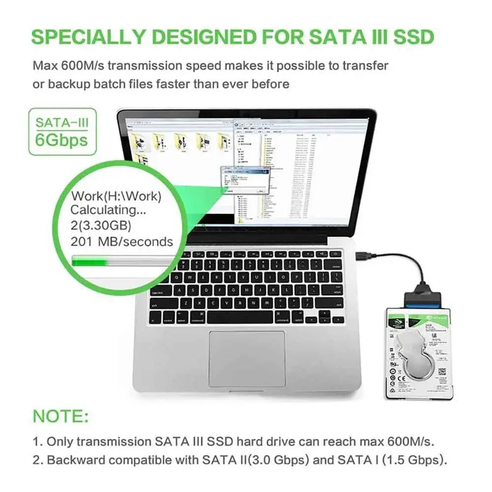 USB 3.0 SATA Cable Adapter Up to 6 Gbps Extension Computer Cables Connectors Support 2.5 Inches External Ssd Hdd Hard