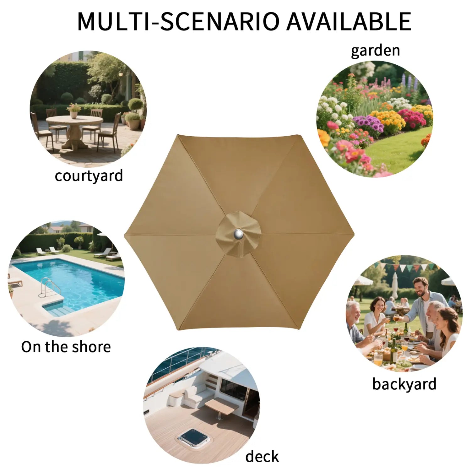 Replacement Parasol Canopy Universal Umbrella Replacement Cloth Garden Parasol Sunshade Cover for Garden Patio Yard