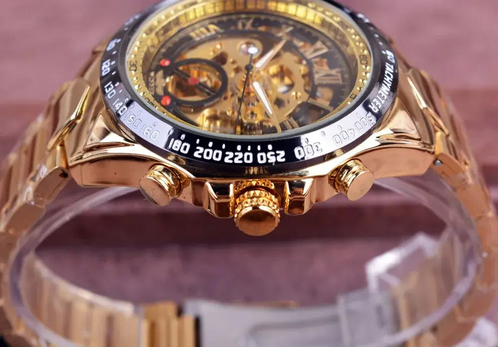 Montre Winner Mechanical Sport Design Bezel Golden Watch Mens Watches Top Brand Luxury Montre Homme Clock Men Automatic
