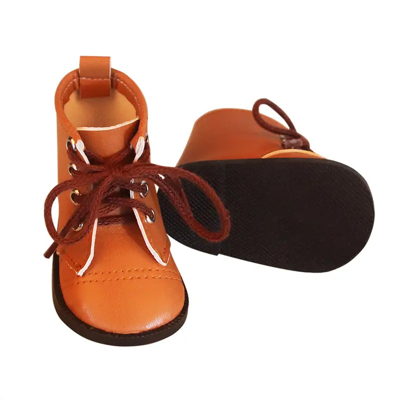 Beautiful Shoe’s 7 Cm Lace-up Leather Horse Riding Boots Fashion Doll Shoes For 18 inch American And 43Cm Baby New Born