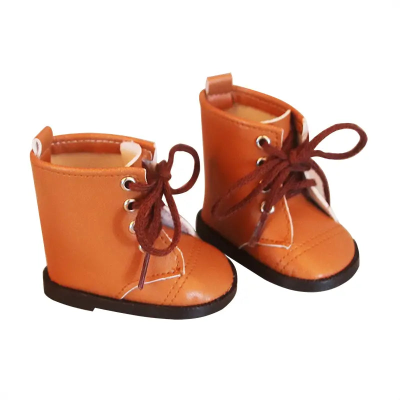 Beautiful Shoe’s 7 Cm Lace-up Leather Horse Riding Boots Fashion Doll Shoes For 18 inch American And 43Cm Baby New Born