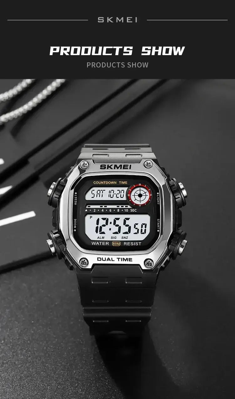 SKMEI 2126 Digital Sports Watch 50m Waterproof Countdown Alarm
