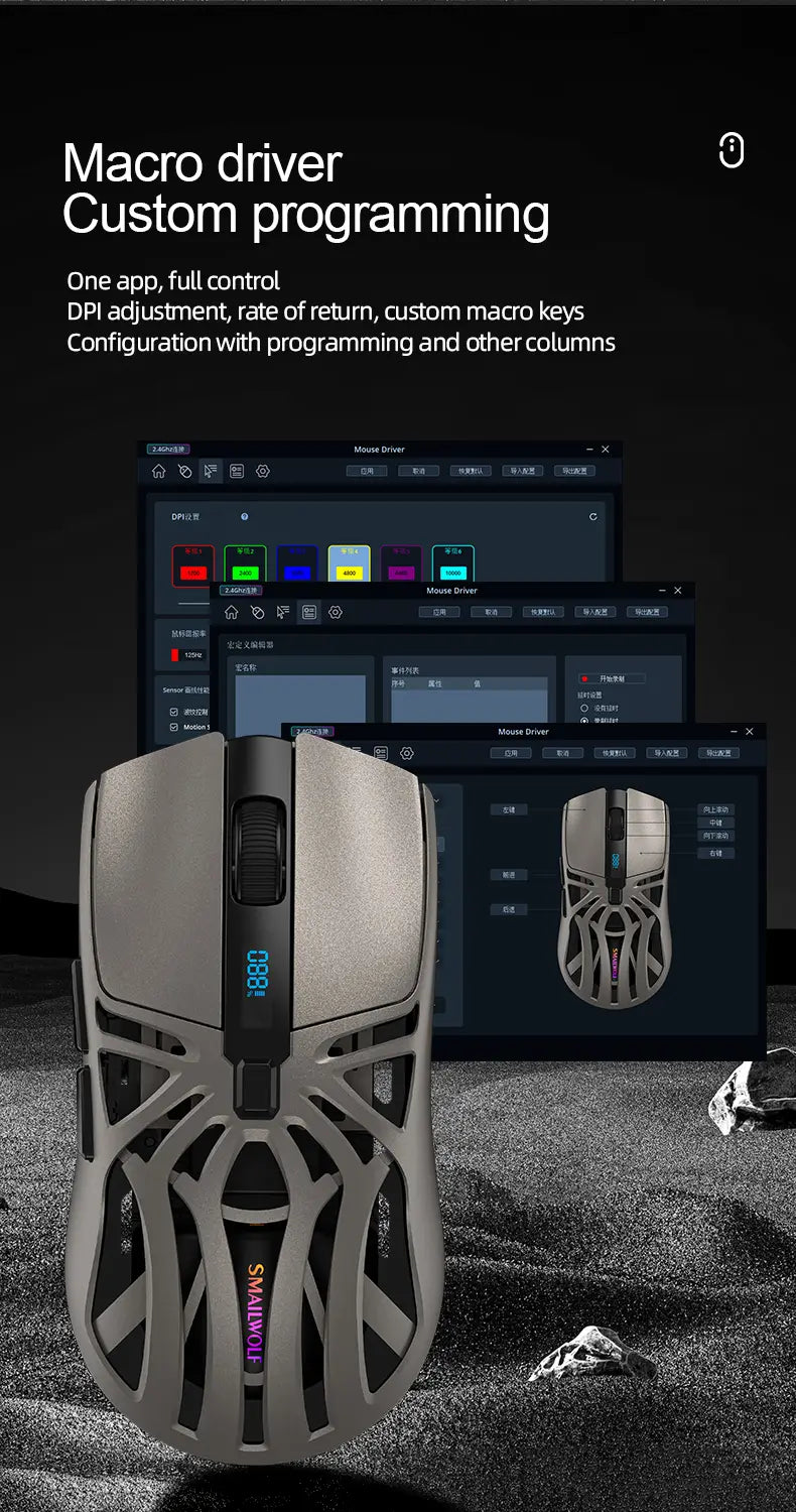 SmailWolf RS8 Bluetooth wireless 2.4g gaming mouse triple-mode lightweight e-sports gaming 1K return rate 10000DPI
