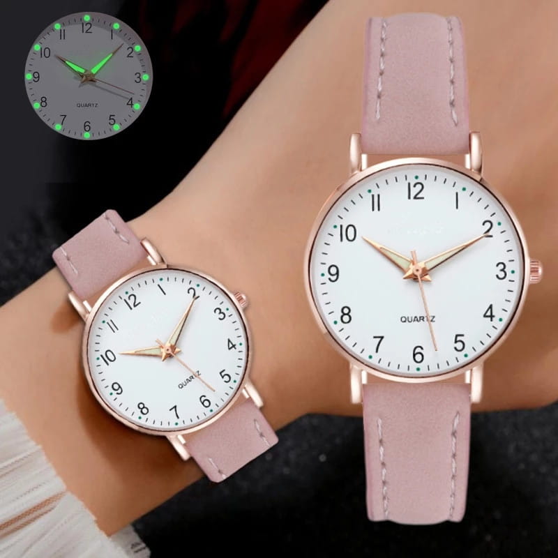 Montre Elegant Luminous Quartz Leather Watch for Women