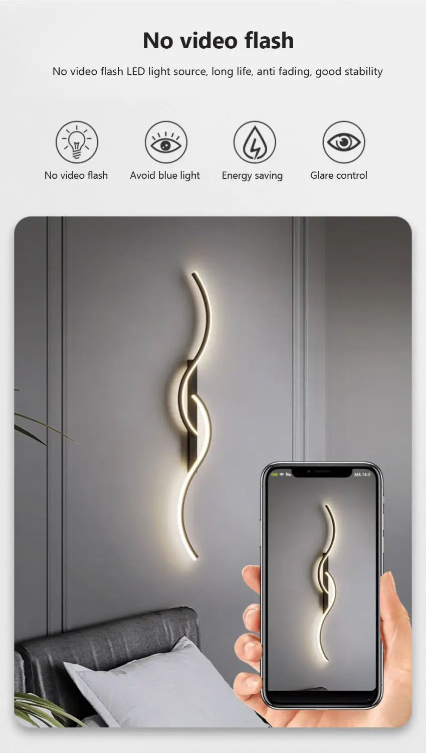 Modern LED Wall Lamp Minimalist Led Light Bedroom Bedside Long Strip Wall Sconces Living Room Home Indoor Lighting