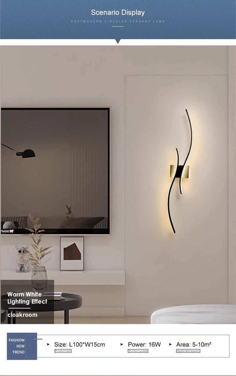 Indoor LED Wall Lamps for Corridor Bedroom Aluminum LED Wall Sconce Wall Lighting Fixtures for TV Background AC85-265V