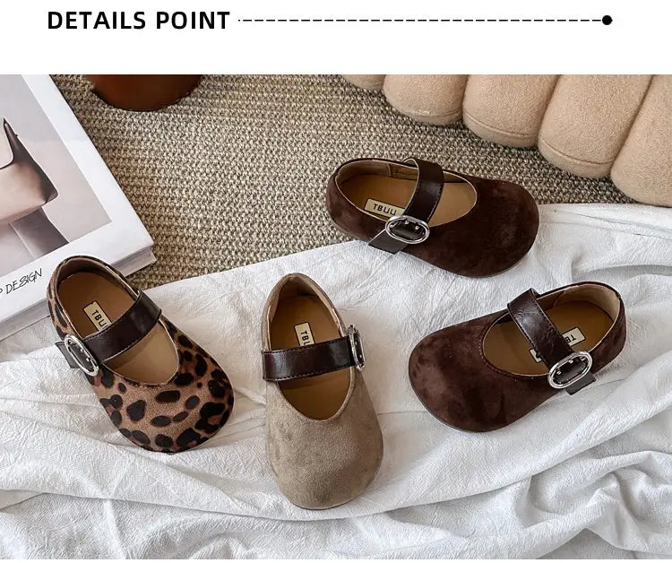 Beautiful Shoe’s Fashion Leopard Print Kid Shoe2026spring New Cute Girl Shoe Retro Princess Shoe Brand Girl Leather