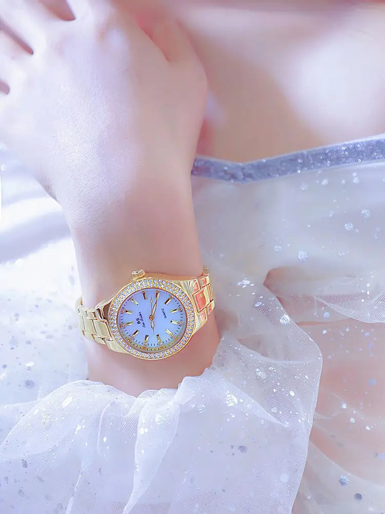 Montre Women Wrist Watches For Ladies Dress Gold Watch Crystal Diamond Women Watches Stainless Steel Silver Clock