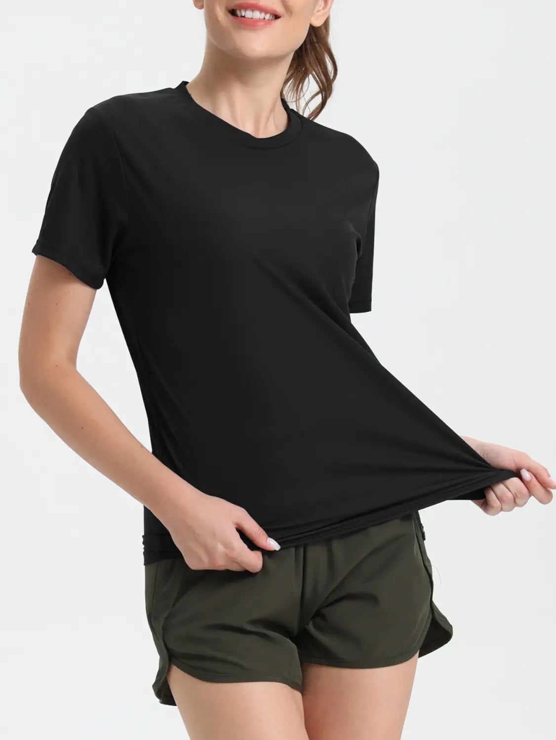 Women’s Solid Color Ultralight Quick Dry Sport T-Shirt,Breathable Lightweight,Running Gym Compression Shirt