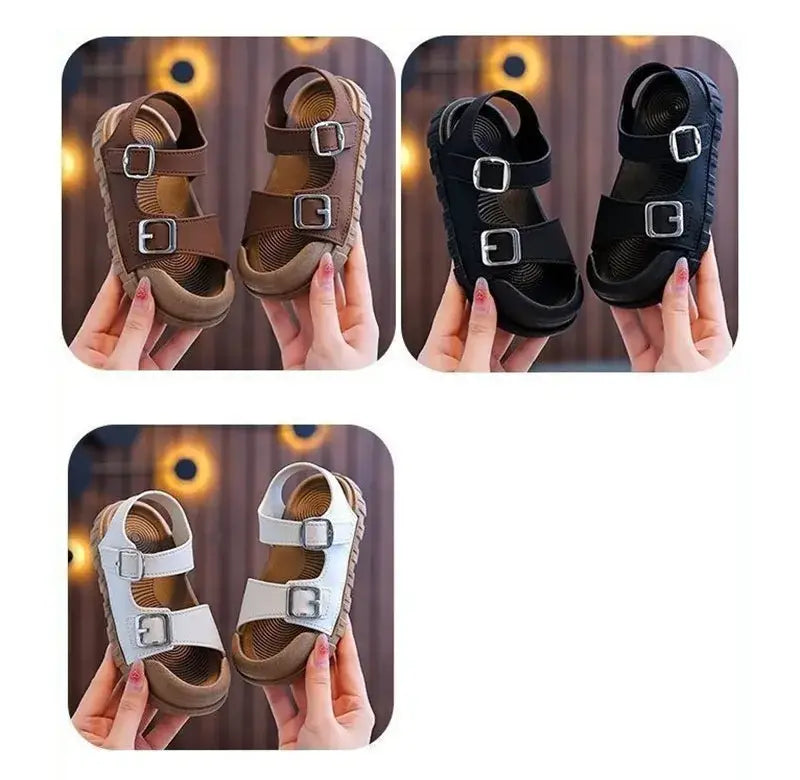 Beautiful Shoe’s Summer New Children Sandals Fashion College Style Boys Girls Soft Bottom Sandals Simple Solid Color