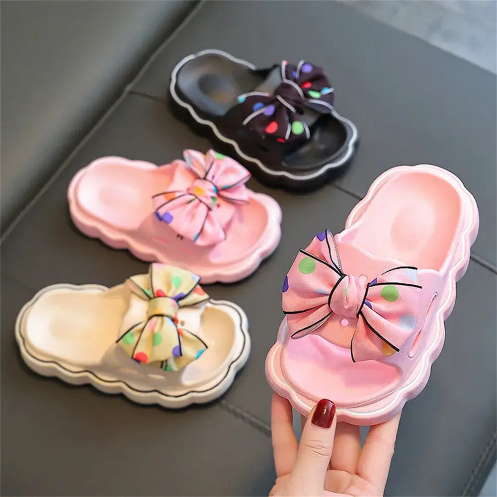 Beautiful Shoe’s Kids Slippers Spring Autumn Girls Fashion Bow Wear Wear Non-slip Home Slippers Outside Home Thick