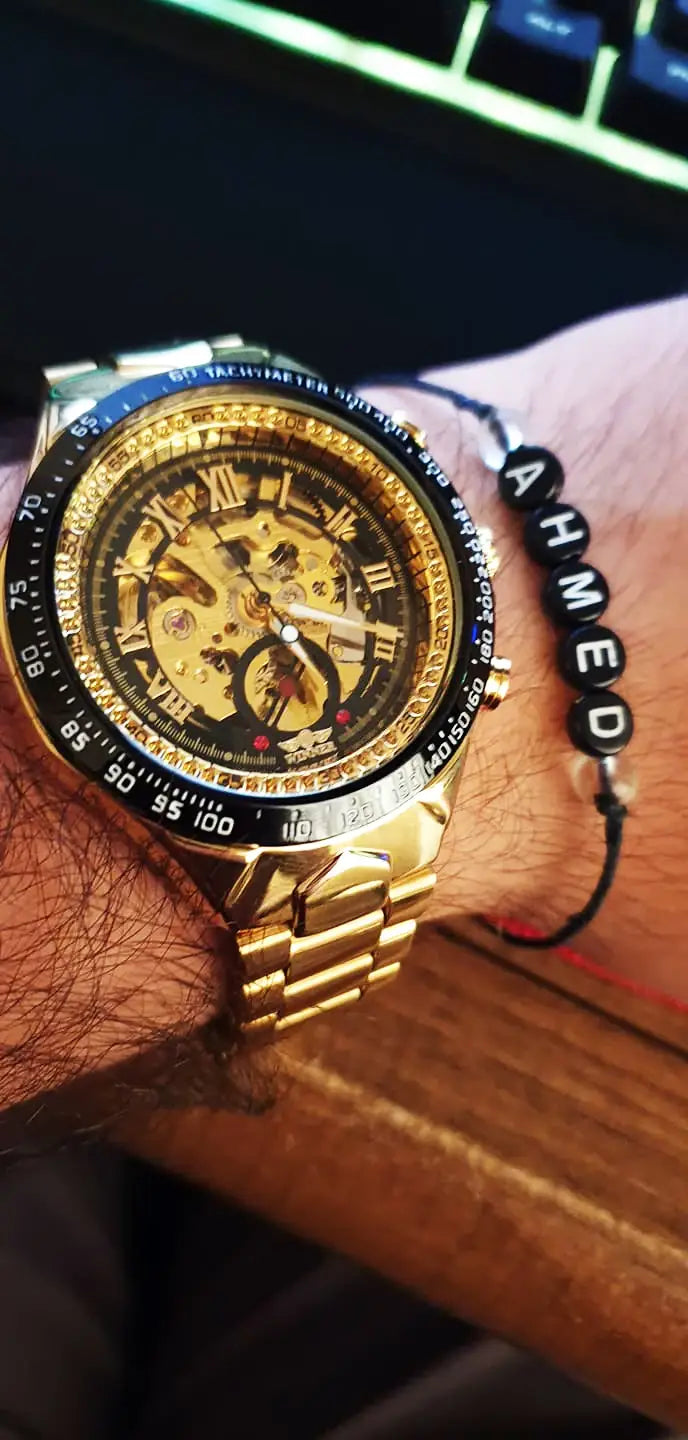 Montre Winner Mechanical Sport Design Bezel Golden Watch Mens Watches Top Brand Luxury Montre Homme Clock Men Automatic
