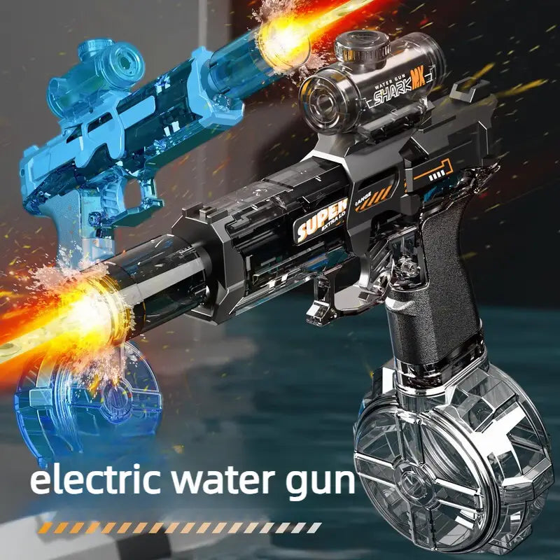 Electric Water Gun Automatic Continuous Firing Squirt Gun Outdoor Toy Long Range Shooting Water Gun with Lights