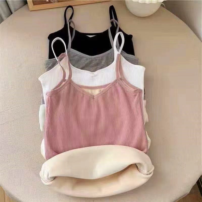 Women Winter Warm Underwear Solid Color Thermal Casual Nightwear Sexy Elasticity Female Thin Velvet T-shirt Sleeveless