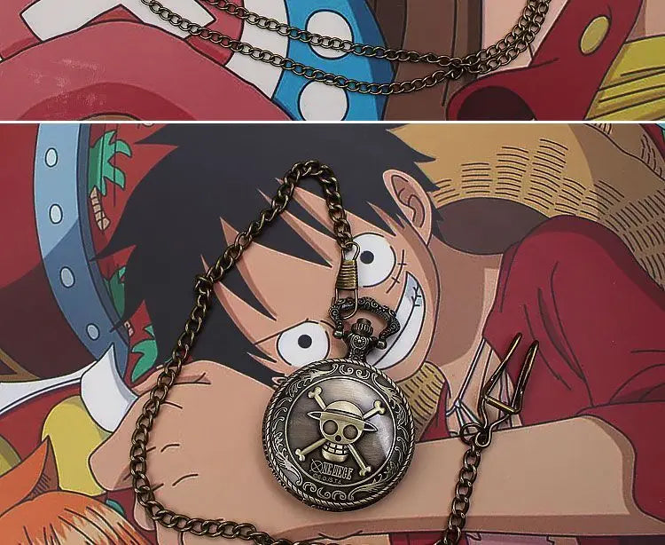 One Piece Monkey·D·Luffy Creative Personalized Retro Flip Pocket Watch Holiday Gift Anime Movie Cartoon Pocket Watch