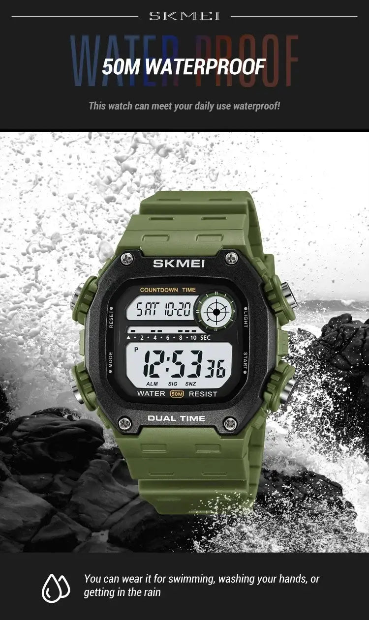 SKMEI 2126 Digital Sports Watch 50m Waterproof Countdown Alarm