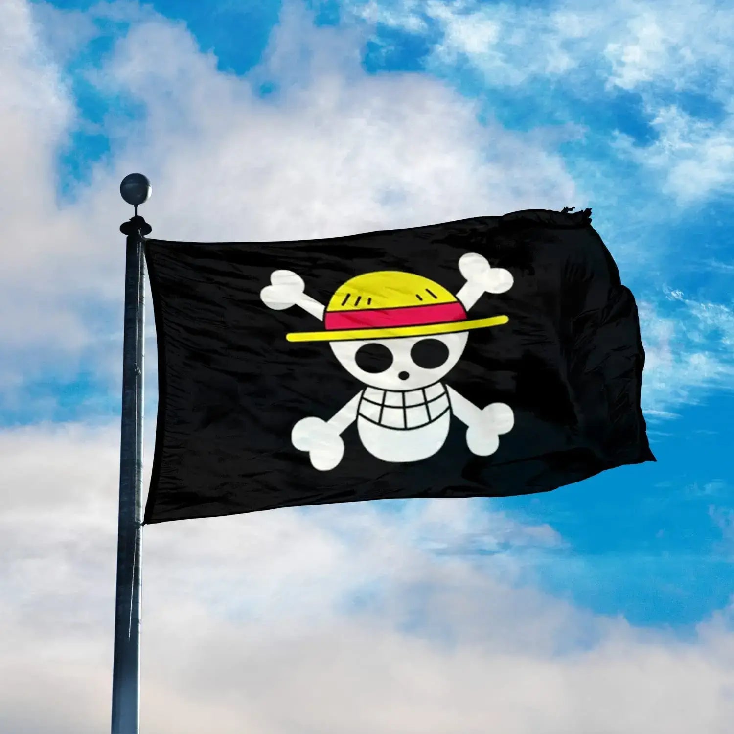 One Piece 90*150CM Polyester Pirate Monkey D.Luffy Skull Flag One Piece straw hat pirates Trumpet banner flag