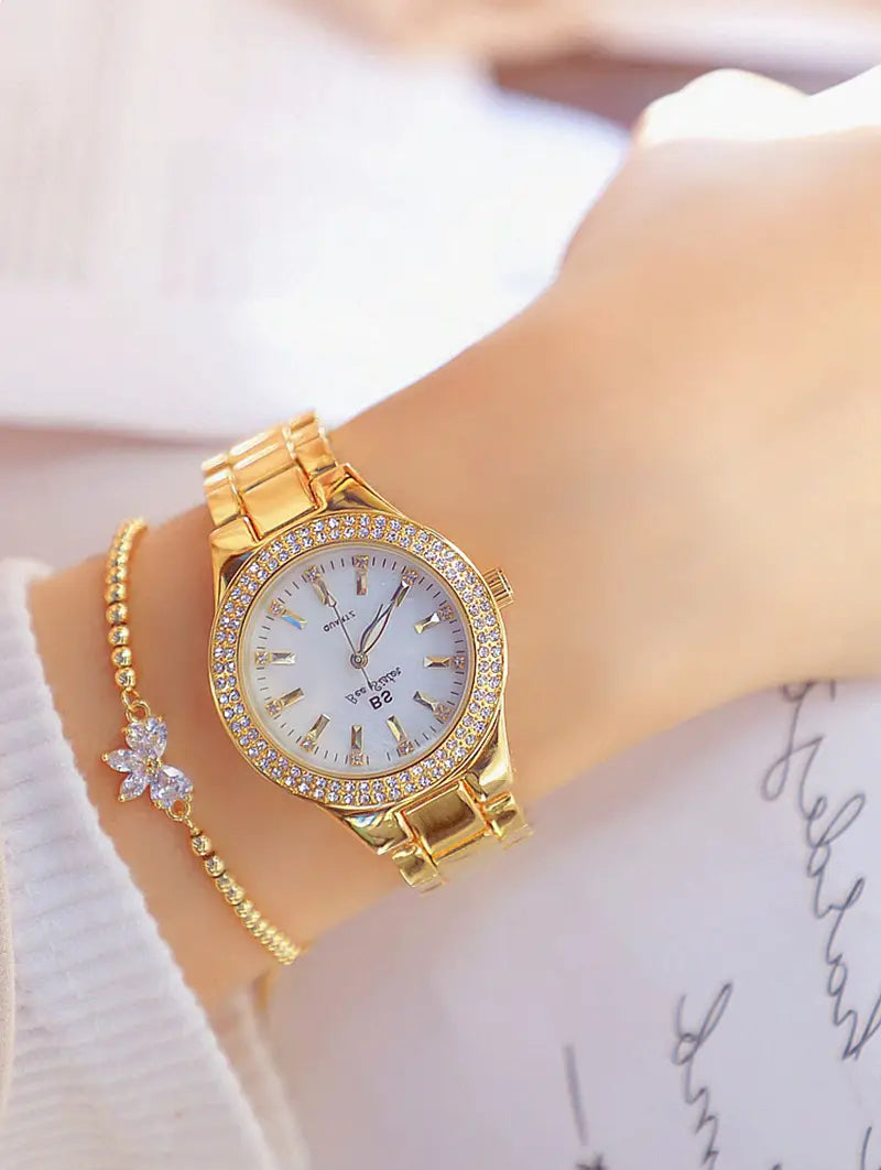 Montre Women Wrist Watches For Ladies Dress Gold Watch Crystal Diamond Women Watches Stainless Steel Silver Clock