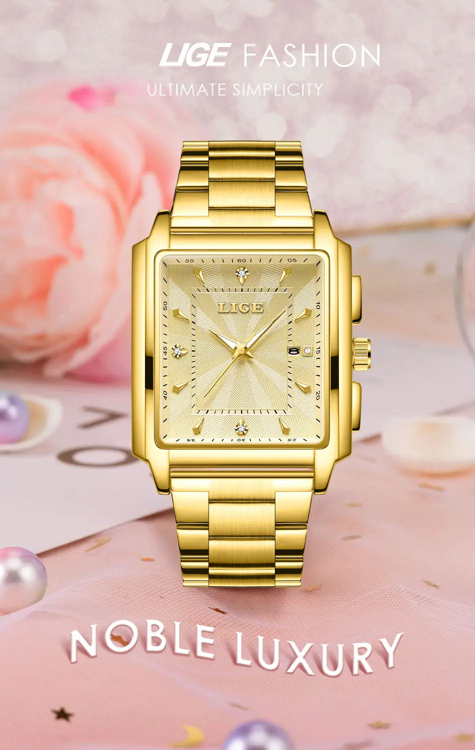 Montre LIGE Luxury Waterproof Quartz Watch for Women Date Display