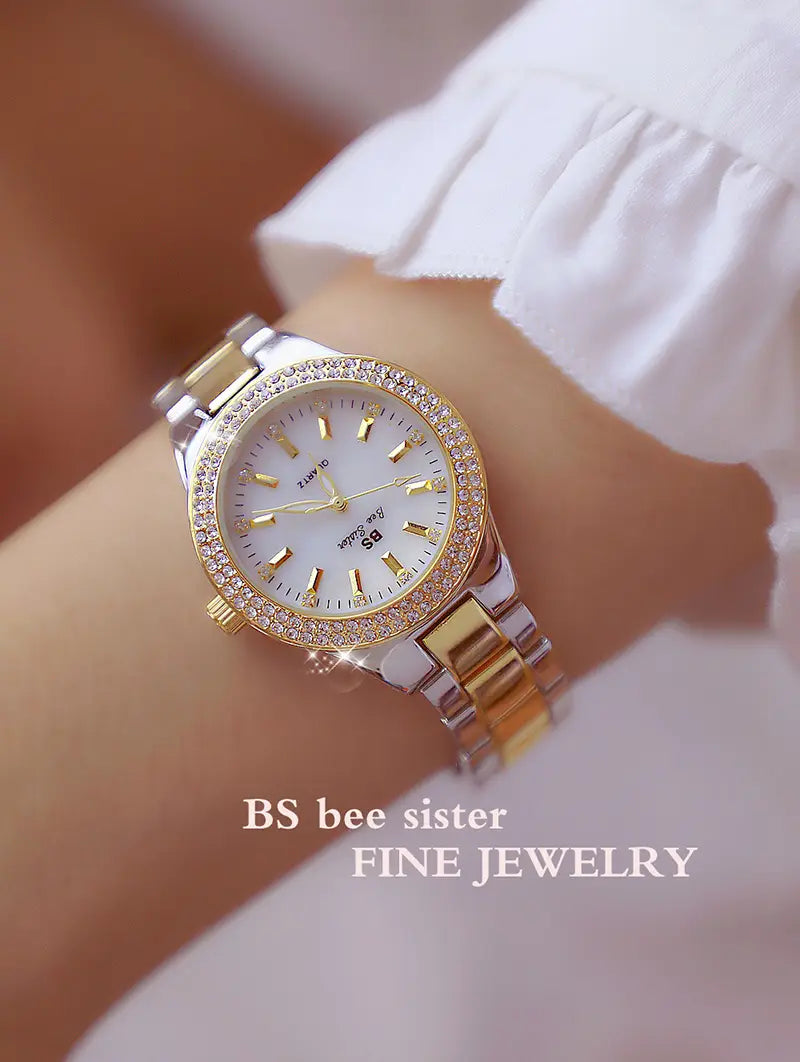 Montre Women Wrist Watches For Ladies Dress Gold Watch Crystal Diamond Women Watches Stainless Steel Silver Clock