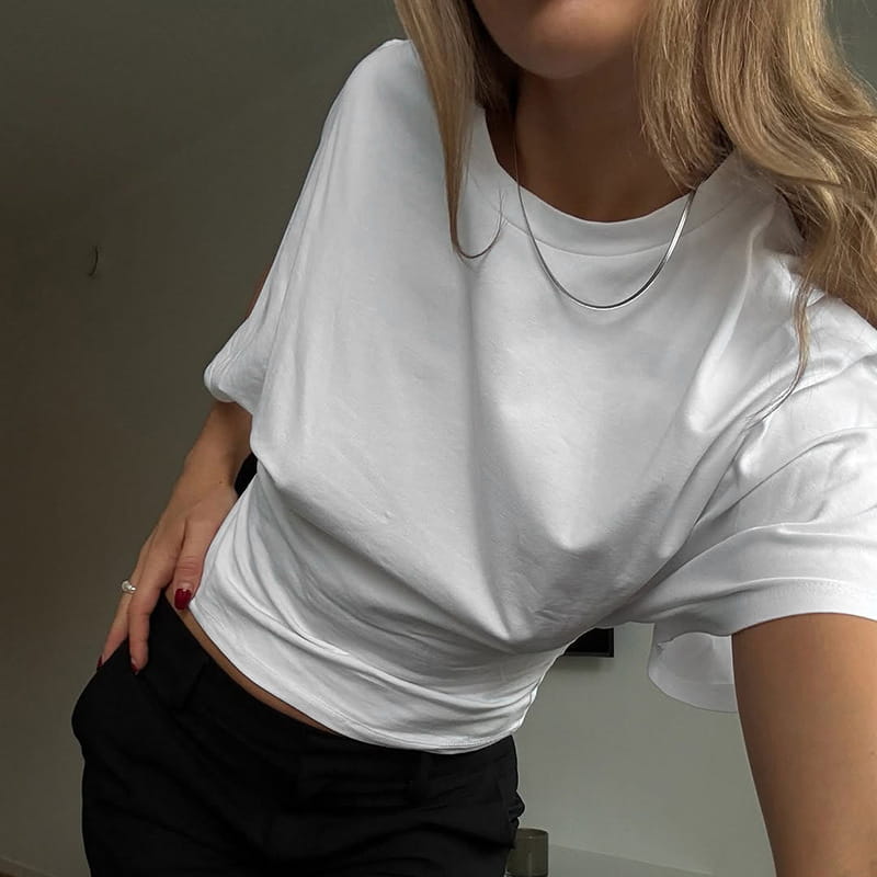 Gray Cropped T-shirt Women’s O-neck Corset Tops Fashion Casual Solid Streetwear Spring Summer Short Tee Shirts for Girls