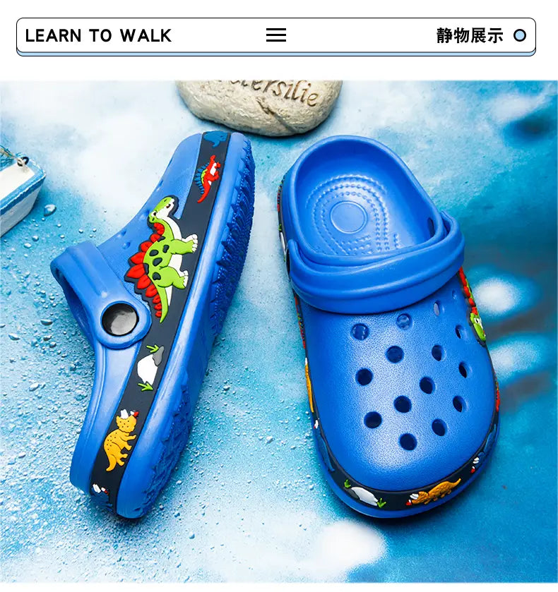 Beautiful Shoe’s Children Shoes Baby Boys Slippers Cartoon Excavator Print Clogs Summer Breathable Soft Indoor Sports