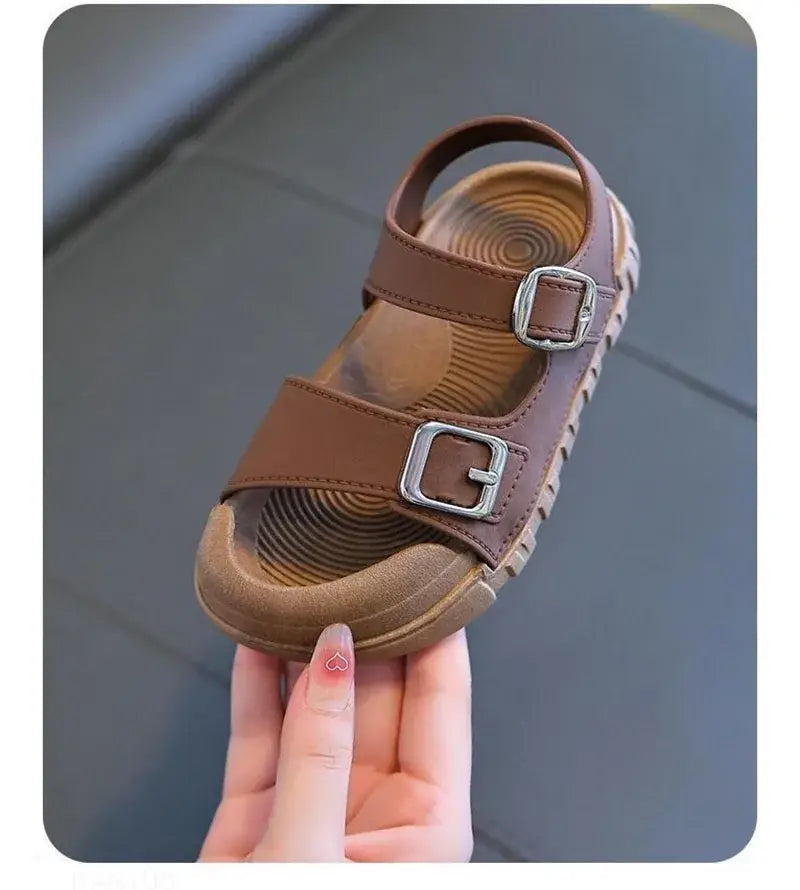 Beautiful Shoe’s Summer New Children Sandals Fashion College Style Boys Girls Soft Bottom Sandals Simple Solid Color