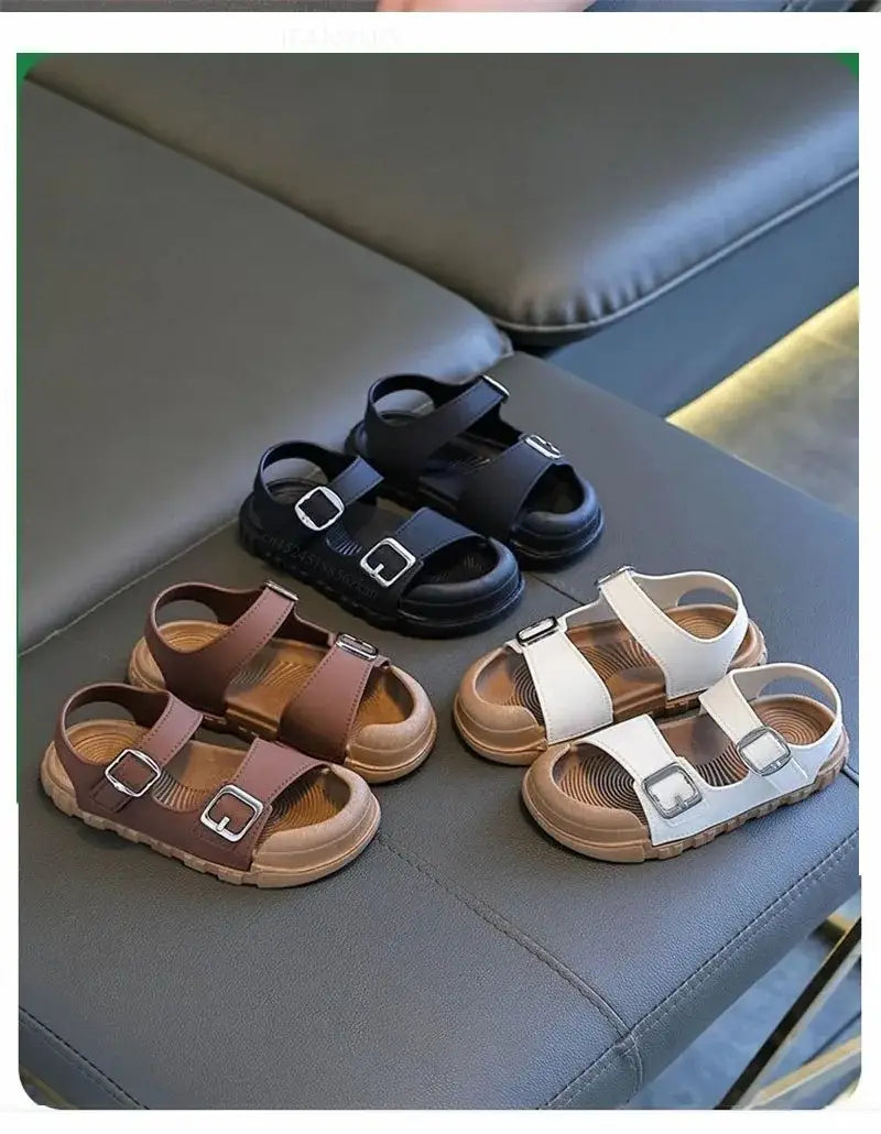 Beautiful Shoe’s Summer New Children Sandals Fashion College Style Boys Girls Soft Bottom Sandals Simple Solid Color