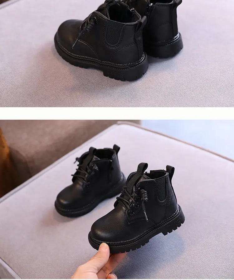 Beautiful Shoe’s Kids Leather Chelsea Boots Waterproof Children Sneakers Beige Toddler Snow Boots Girl Winter Shoe Boy