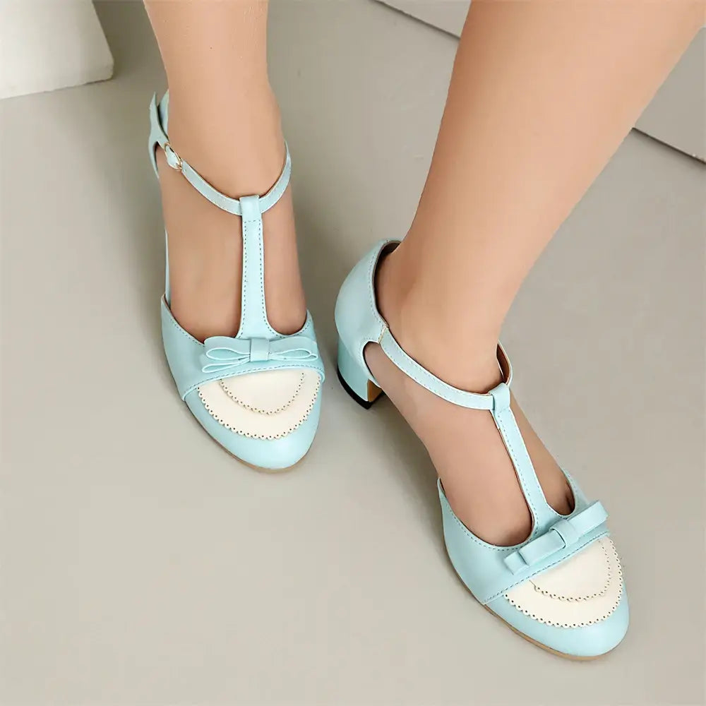 Beautiful Shoe’s Women Pumps High Heels Mary Jane Shoes Bow Shoes Thick High Heel Casual Ladies Pumps Pink Chaussures