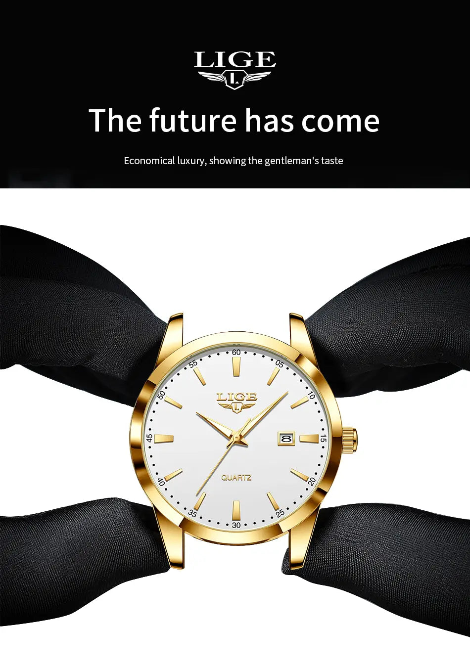 Montre LIGE Women Waterproof Leather Chronograph Watch