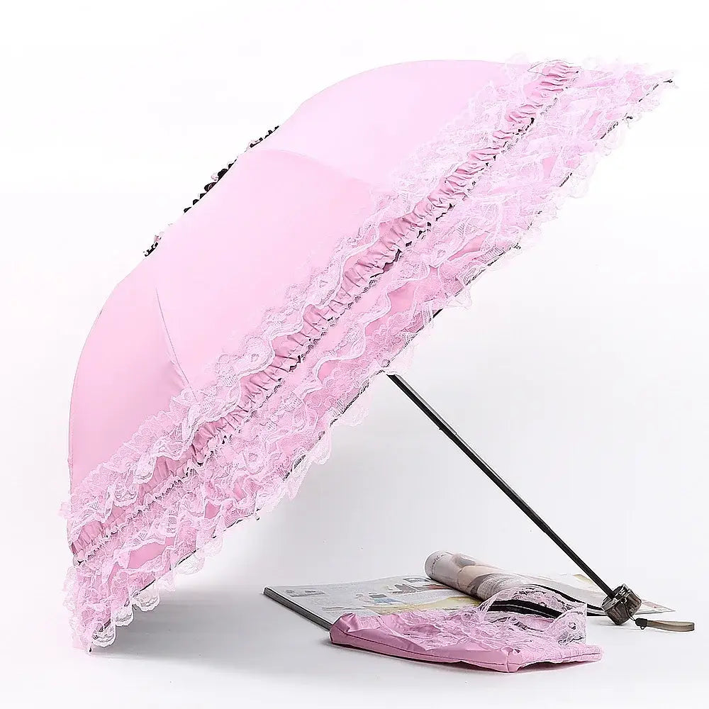 Vintage Lace Parasol Foldable Gothic Lolita Umbrella Rain Anti-uv Protection Sunblock Umbrella Dome Photo Props Girls