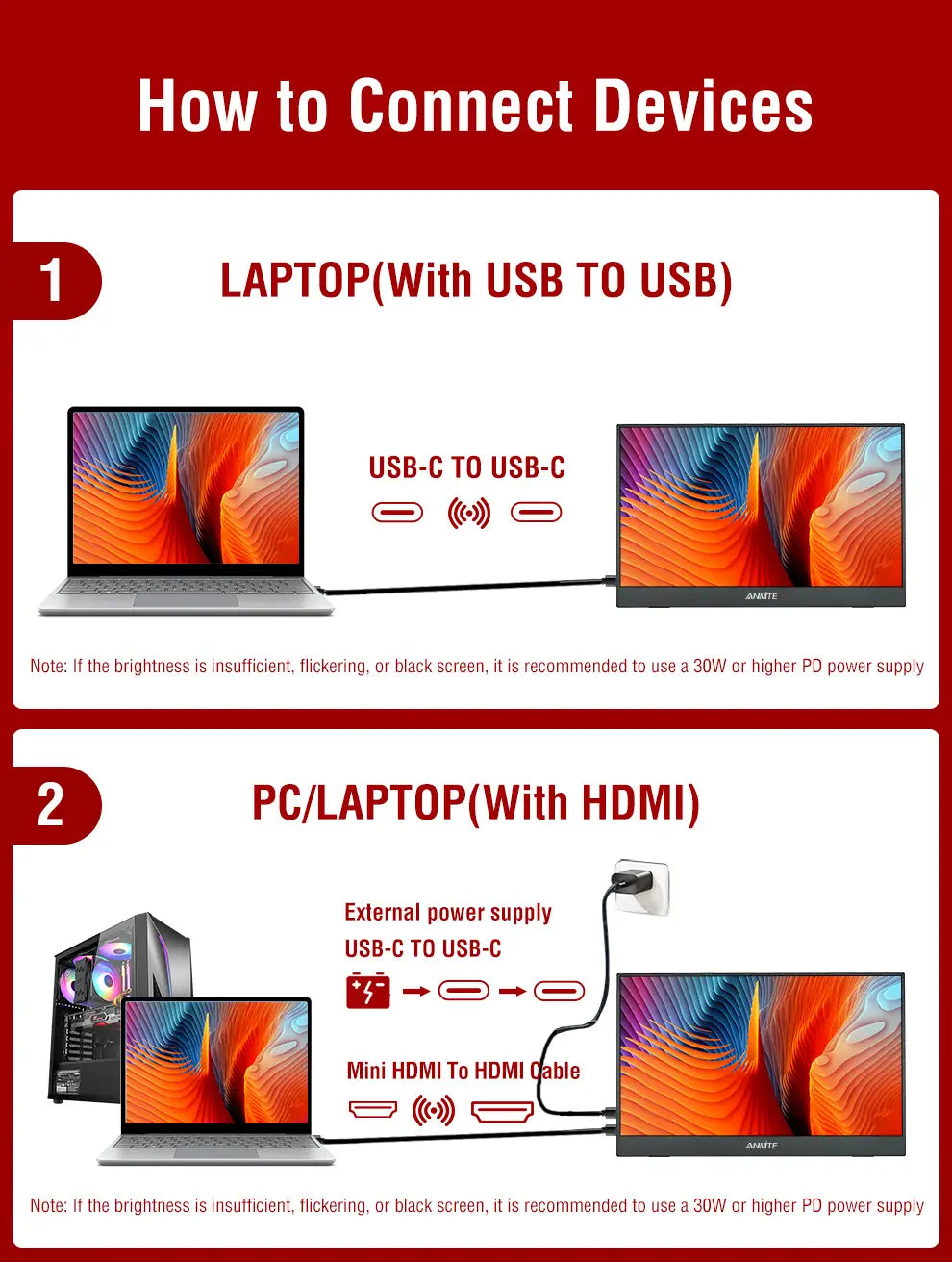 14 Inch Portable Touch Monitor Non-touch optional 16:10 400cd/m2 Gaming Computer Expand Display For XBox PS4/5 Switch